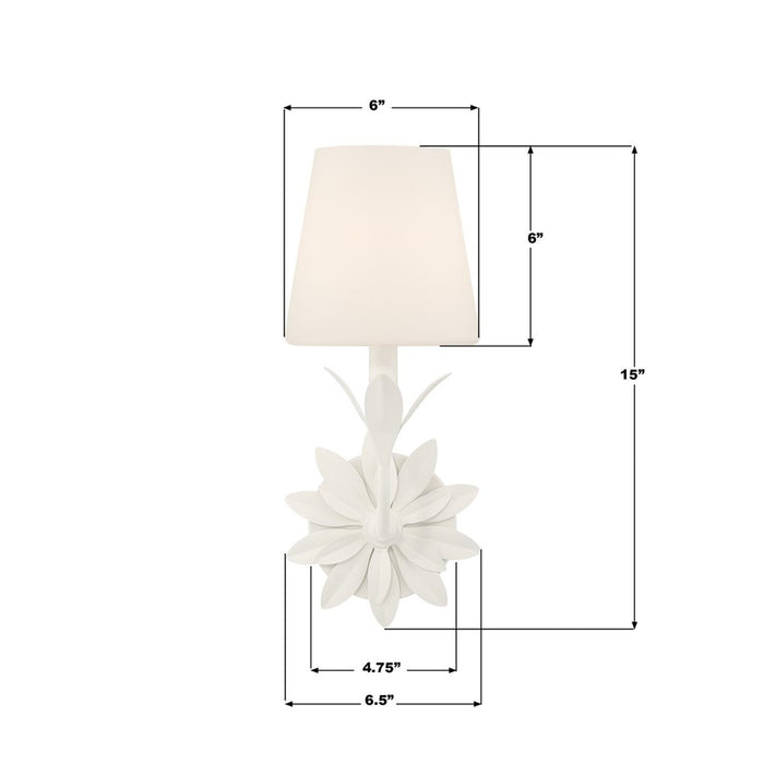 Crystorama Broche 1 Light Sconce, White/White