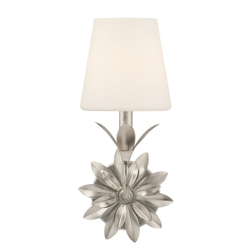 Crystorama Broche 1 Light Sconce, Silver/White