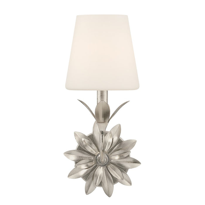 Crystorama Broche 1 Light Sconce, Silver/White