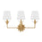 Crystorama Broche 3 Light Bathroom Vanity, Gold/White