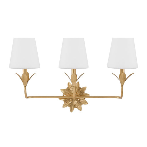 Crystorama Broche 3 Light Bathroom Vanity, Gold/White