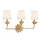 Crystorama Broche 3 Light Bathroom Vanity, Gold/White