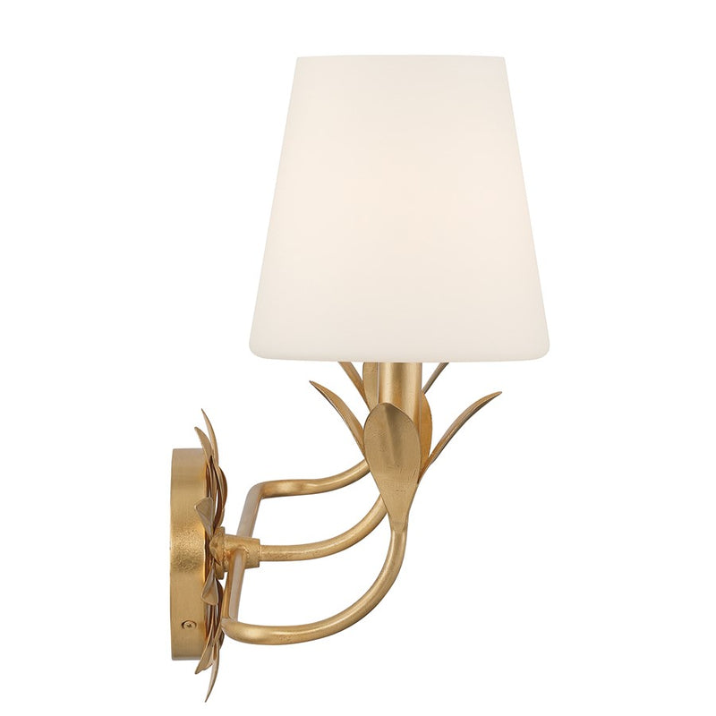 Crystorama Broche 3 Light Bathroom Vanity, Gold/White