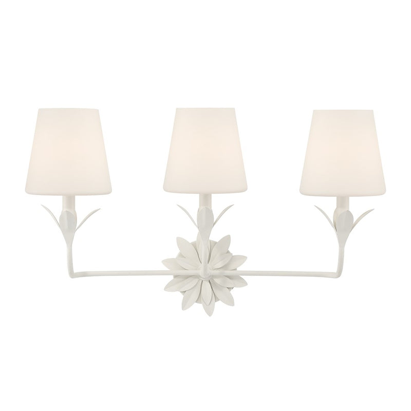 Crystorama Broche 3 Light Bathroom Vanity, White/White - 573-OP-MT
