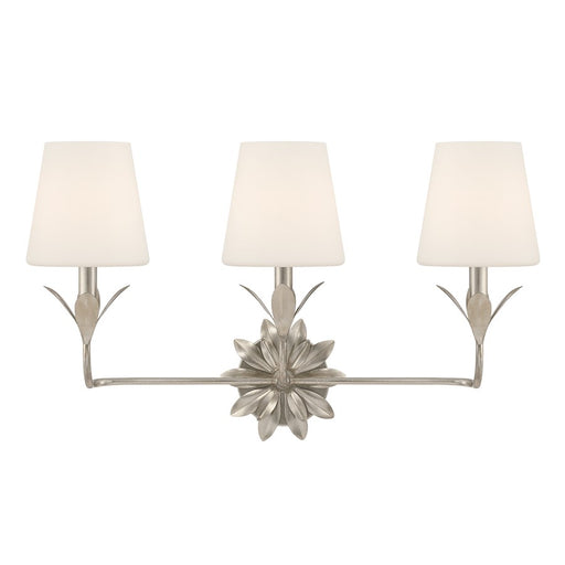 Crystorama Broche 3 Light Bathroom Vanity, Silver/White