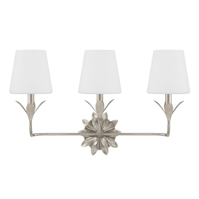 Crystorama Broche 3 Light Bathroom Vanity, Silver/White