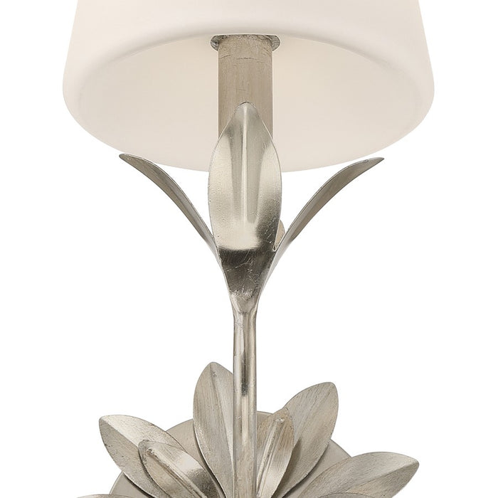 Crystorama Broche 3 Light Bathroom Vanity, Silver/White