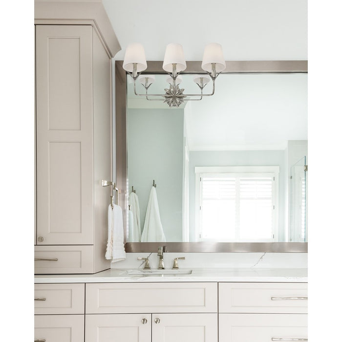 Crystorama Broche 3 Light Bathroom Vanity, Silver/White