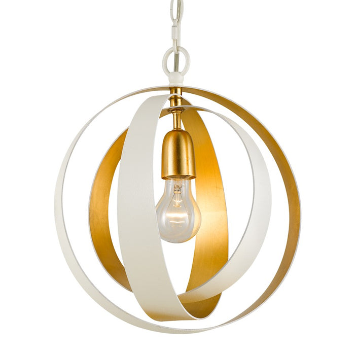 Crystorama Luna 1-LT Sphere Mini Chandelier, White/ Antique Gold