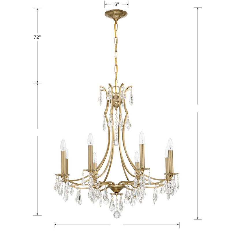 Crystorama Cedar 8 Light Chandelier, Vibrant Gold