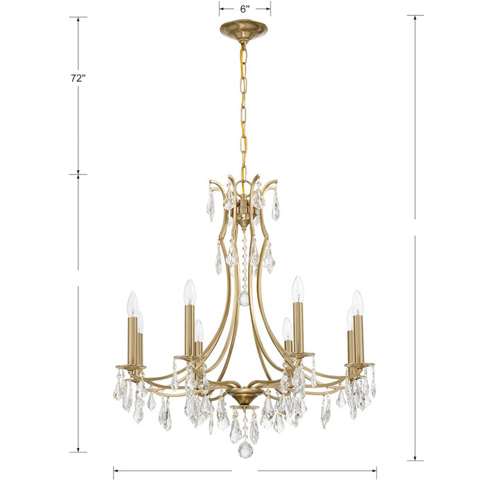 Crystorama Cedar 8 Light Chandelier, Vibrant Gold