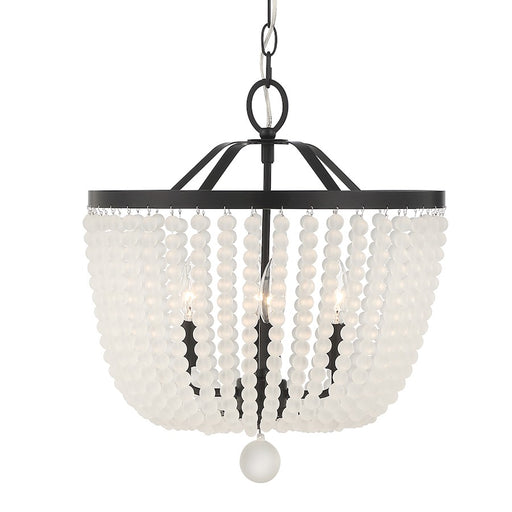 Crystorama Rylee 4 Light Chandelier, Matte Black/Frosted Glass Beads