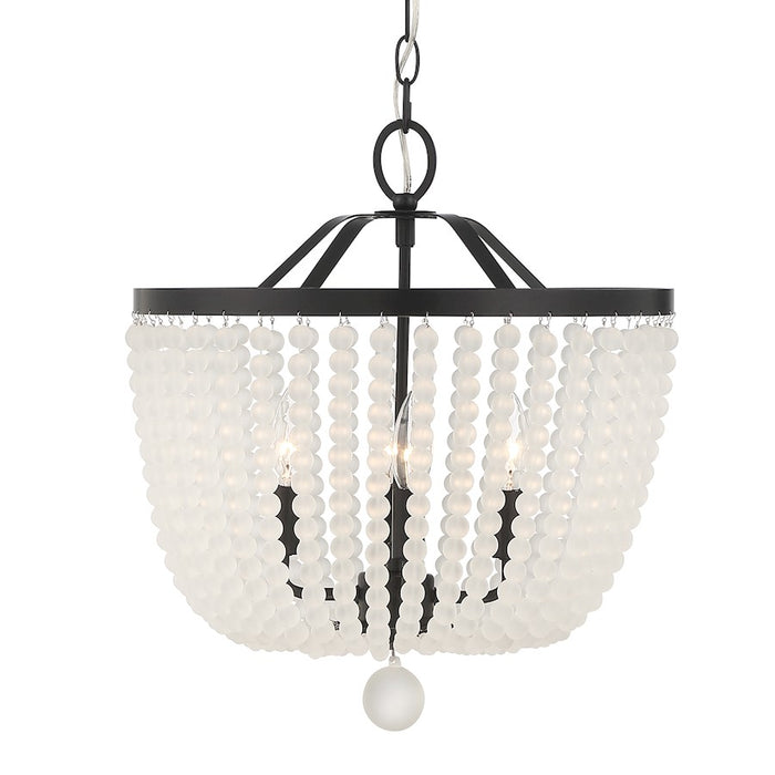 Crystorama Rylee 4 Light Chandelier, Matte Black/Frosted Glass Beads