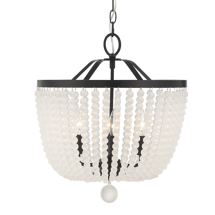 Crystorama Rylee 4 Light Chandelier, Matte Black/Frosted Glass Beads