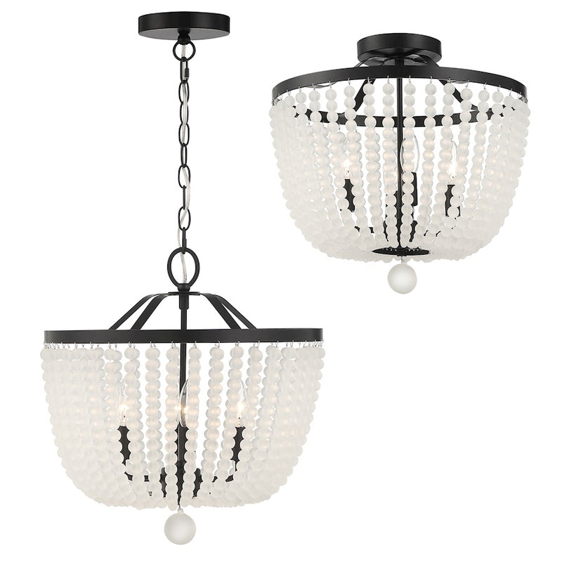 Crystorama Rylee 4 Light Semi Flush Mount, Matte Black