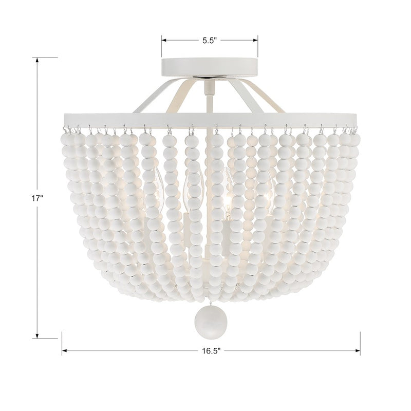 Crystorama Rylee 4 Light Semi Flush Mount, Matte White