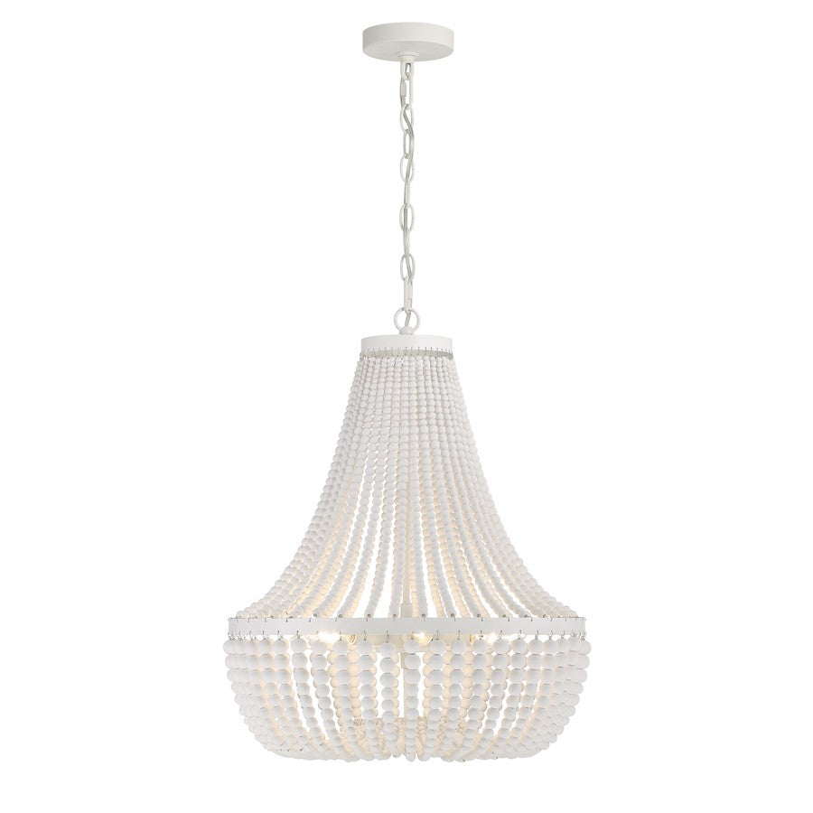 Crystorama Rylee 6 Light Chandelier, Matte White