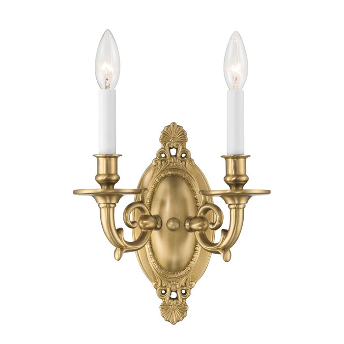 Crystorama Milford 2 Light 9.5" Sconce, Aged Brass