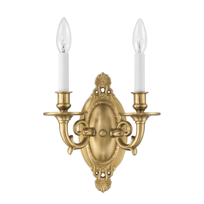 Crystorama Milford 2 Light 9.5" Sconce, Aged Brass