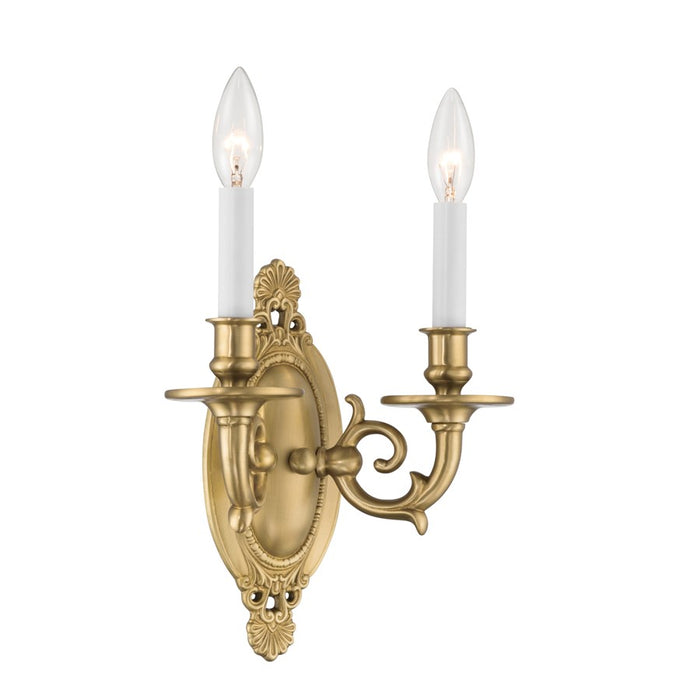 Crystorama Milford 2 Light 9.5" Sconce, Aged Brass