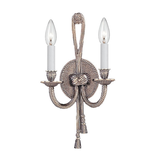 Crystorama Cast Brass 2 Light 8" Wall Sconce, Pewter