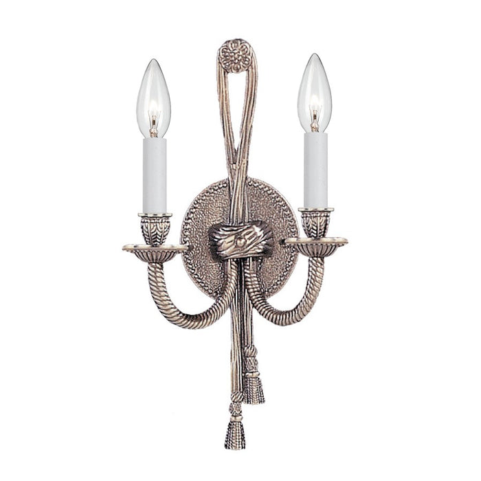 Crystorama Cast Brass 2 Light 8" Wall Sconce, Pewter