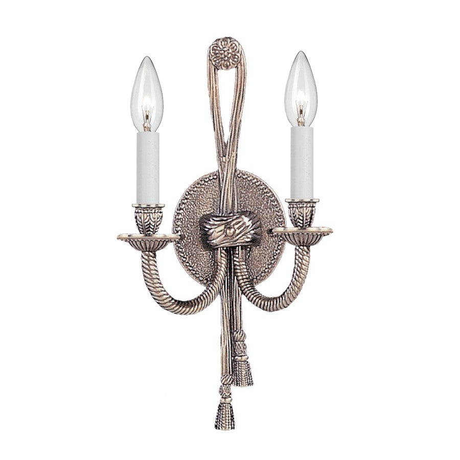 Crystorama Cast Brass 2 Light 8" Wall Sconce, Pewter