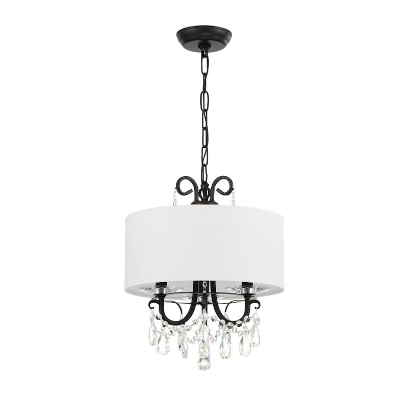 Crystorama Othello 3 Light Mini Chandelier, Matte Black/White