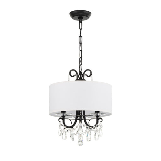 Crystorama Othello 3 Light Mini Chandelier, Matte Black/White