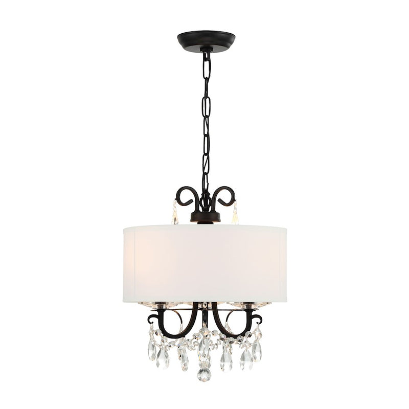 Crystorama Othello 3 Light Mini Chandelier, Matte Black/White
