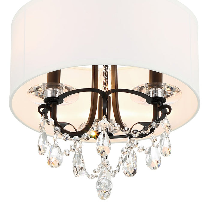 Crystorama Othello 3 Light Mini Chandelier, Matte Black/White