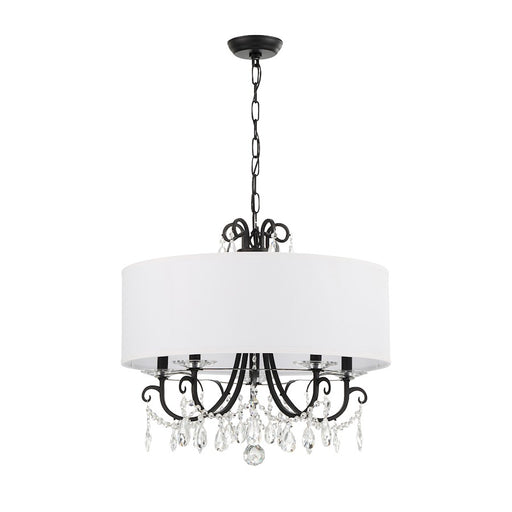 Crystorama Othello 5 Light Chandelier, Matte Black/White