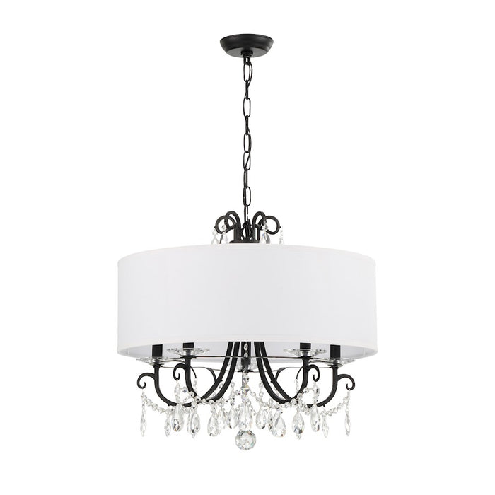 Crystorama Othello 5 Light Chandelier, Matte Black/White