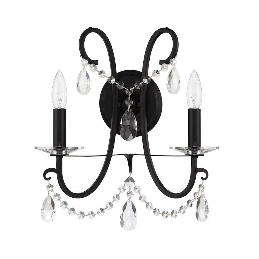 Crystorama Othello 2 Light Wall Mount, Matte Black