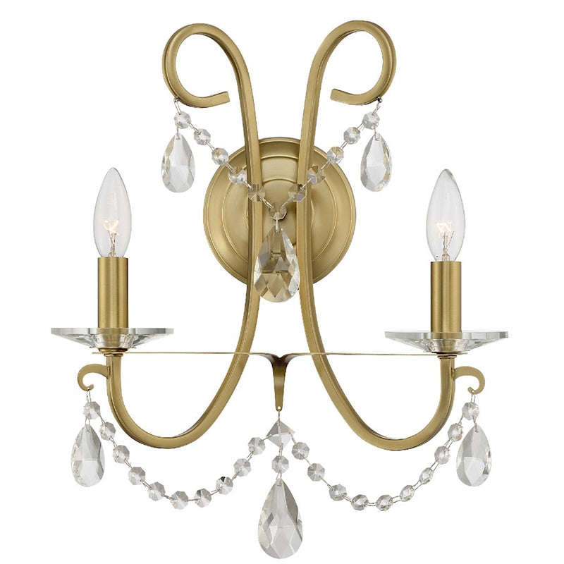 Crystorama Othello 2 Light Wall Mount, Gold