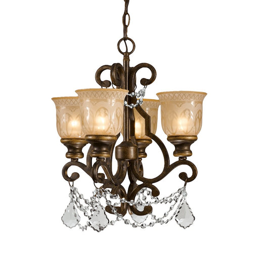 Crystorama Norwalk 4 Light Mini Chandelier, Bronze