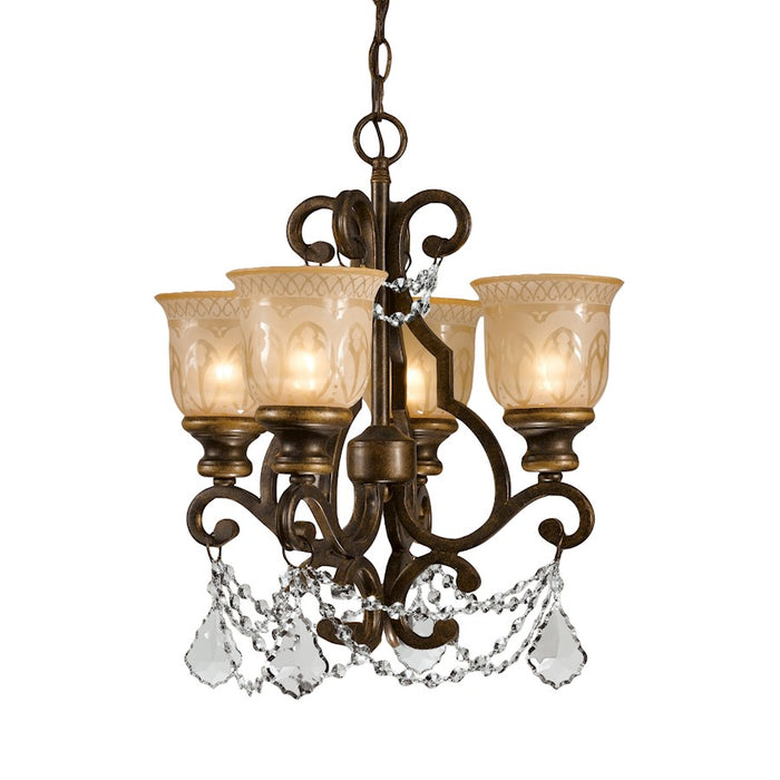 Crystorama Norwalk 4 Light Mini Chandelier, Bronze