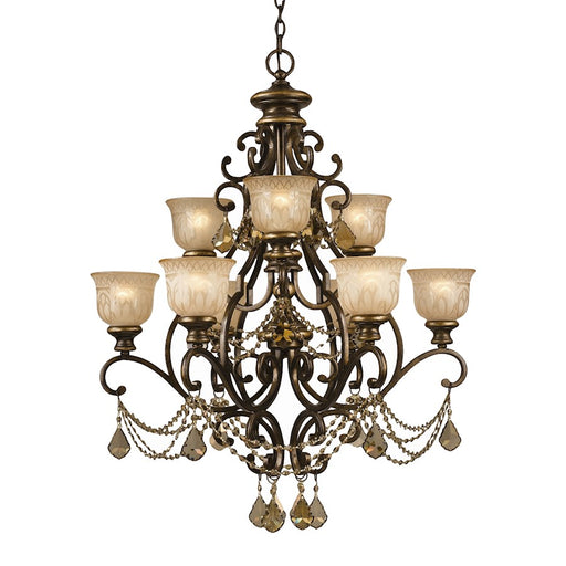 Crystorama Norwalk 9-Light GT Swarovski Strass Chandelier, Bronze