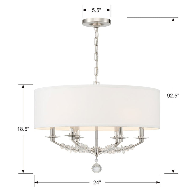 Crystorama Mirage 6 Light Chandelier, Polished Nickel