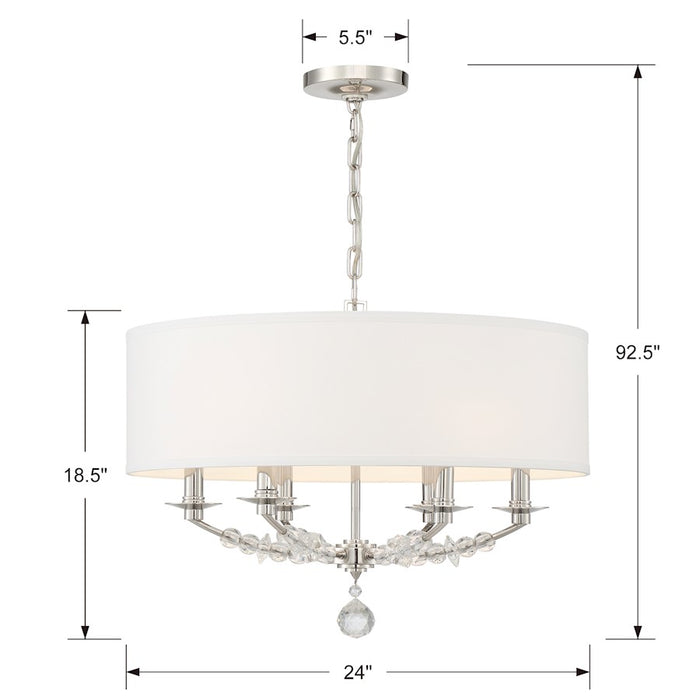 Crystorama Mirage 6 Light Chandelier, Polished Nickel