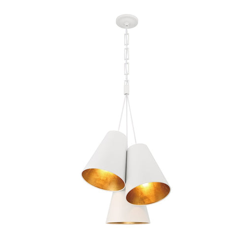 Crystorama Alston 3 Light Pendant, Matte White/ Gold/White/Gold - 8684-MT-GA