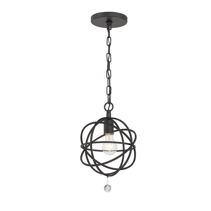 Crystorama Solaris 1 Light Pendant, Black