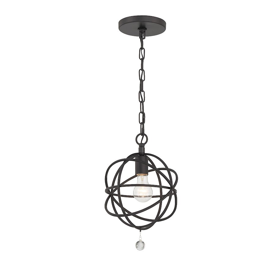 Crystorama Solaris 1 Light Pendant, Black