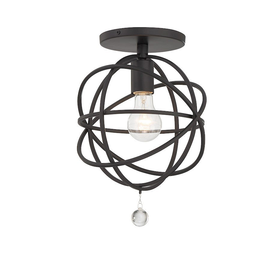 Crystorama Solaris 1 Light Semi Flush Mount, Black
