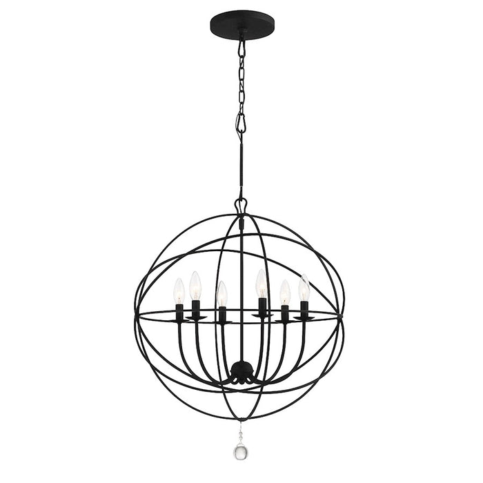 Crystorama Solaris 6 Light Chandelier, Black9228-Bk