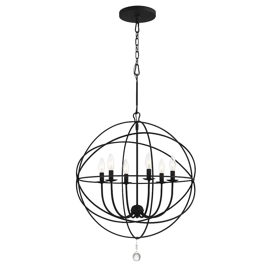 Crystorama Solaris 6 Light Chandelier, Black9228-Bk