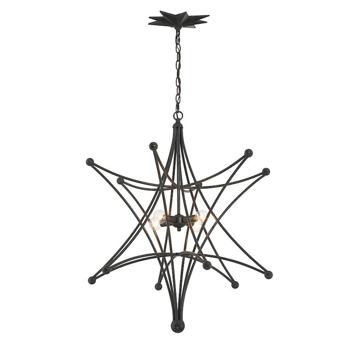 Crystorama Astro 4 Light Chandelier, Black