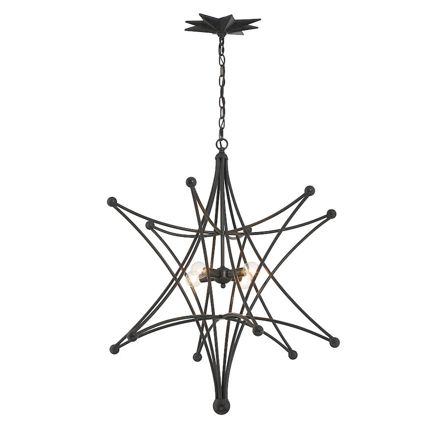 Crystorama Astro 4 Light Chandelier, Black