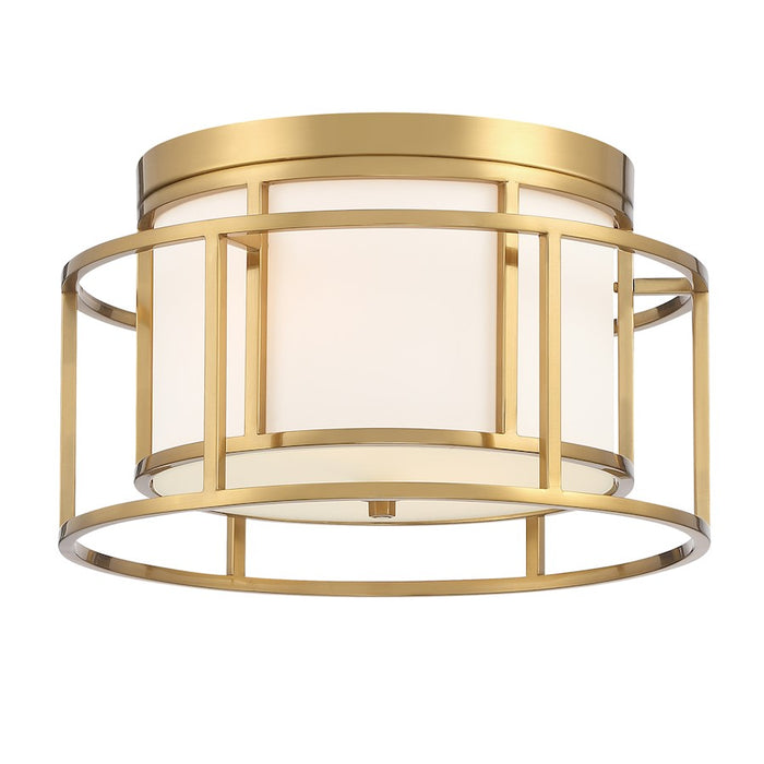 Crystorama Hulton 2 Light Flush Mount, Luxe Gold/White