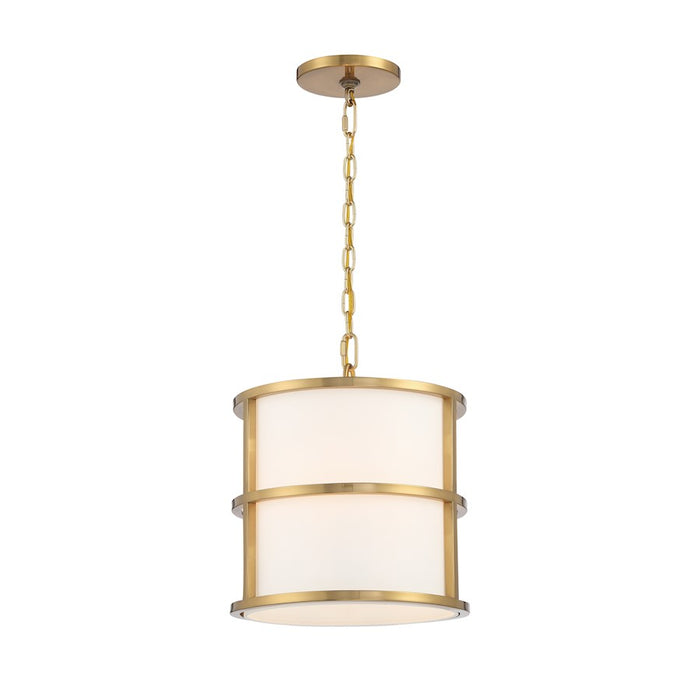 Crystorama Hulton 3 Light Pendant, Luxe Gold/White